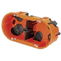 Luchtdichte Hollewand inbouwdoos 2 voudig oranje gatmaat 68mm met trekontlasting voor buis en kabel - thumbnail