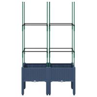 Plantenbak met latwerk 80x40x142,5 cm polypropeen grijs - thumbnail