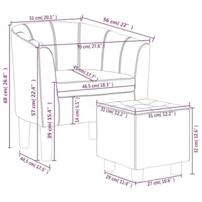 Kuipstoel met voetenbankje kunstleer wijnrood