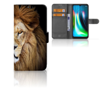Motorola Moto G9 Play | E7 Plus | Telefoonhoesje | Met pasjeshouder | Leeuw - thumbnail