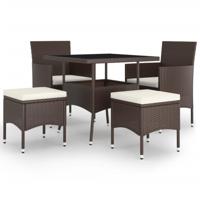5-delige Loungeset poly rattan bruin - thumbnail