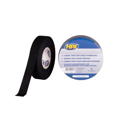 HPX Producten/kabelbeschermingstape linnen zwart 19mm 25 mtr HPX Producten/kabelbeschermingstape linnen zwart 19mm 25 mtr