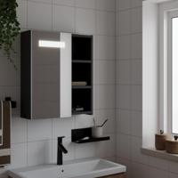 Badkamerkast met spiegel en LED 45x13x52 cm zwart - thumbnail