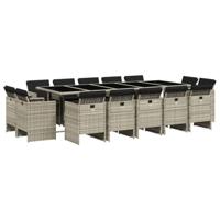 15-delige Tuinset met kussens poly rattan lichtgrijs - thumbnail