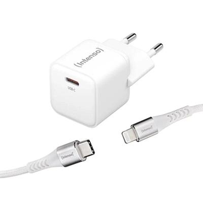 Intenso W30C GaN + C315L USB-oplader 30 W 1x USB-C, 1x Apple Lightning Wit Binnen GaN, USB Power Delivery (USB-PD)