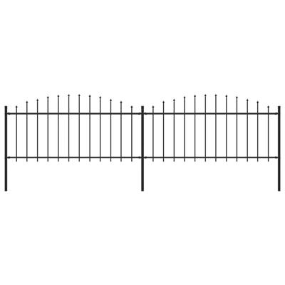Tuinhek met speren bovenkant (0,5-0,75)x3,4 m staal zwart