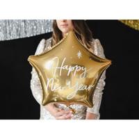 Gouden Folie Ballon Ster Happy New Year (45cm) - thumbnail