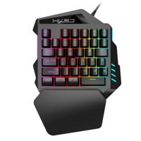 HXSJ V100 universele one-hand 35-toetsen mechanische blauwe as zeven-kleur backlight Wired Gaming Keyboard lengte: 1 6 m - thumbnail