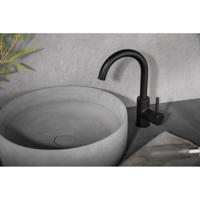 Wiesbaden Ribbd Wastafelkraan met Draaibare Uitloop - Mat Zwart - thumbnail