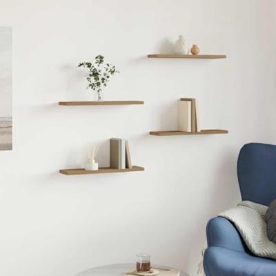 Wandschappen 4 st 40x10x1,5 cm bewerkt hout artisanaal eiken