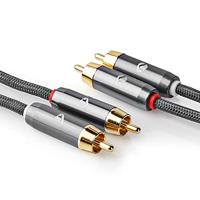 Stereo-Audiokabel | 2x RCA Male - 2x RCA Male | Gun Metal Grey | Gevlochten kabel - thumbnail