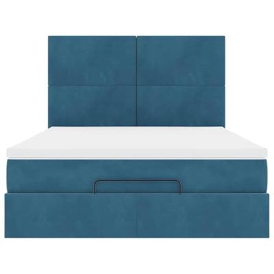Ottoman bed met matrassen 140x190cm fluweel donkerblauw
