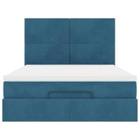 Ottoman bed met matrassen 140x190cm fluweel donkerblauw - thumbnail