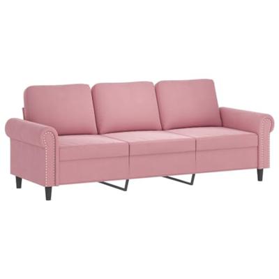 Driezitsbank met sierkussens 180 cm fluweel roze