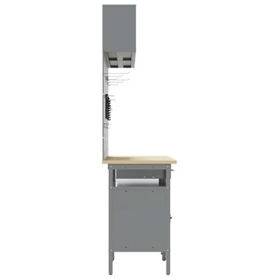 Werkbankset met lade 8 pcs Zwart en Grijs Gepoedercoat staal