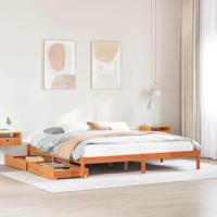 Bedframe zonder matras massief grenenhout wasbruin 200x200 cm - thumbnail