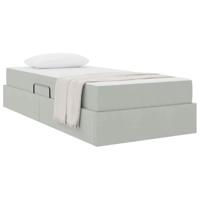 Opbergbed met matras met matras Lichtgrijs 90 x 190 cm Fluweel - thumbnail