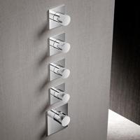 Hotbath Mate High Flow thermostaatkraan met 4 stopkranen vierkant inclusief inbouwdeel geborsteld nikkel MHF004 / MHF024GN - thumbnail