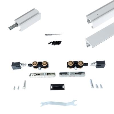 Xperta set 6m rail - Wit - wand z. vloerpl. - Dubbele deur - Deurdikte 50-55mm - inbouw auto fix