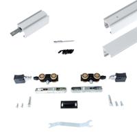 Xperta set 6m rail - Wit - wand z. vloerpl. - Dubbele deur - Deurdikte 50-55mm - inbouw auto fix - thumbnail