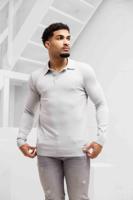 Malelions Knitted Longsleeve Polo Heren Lichtgrijs - Maat S - Kleur: Lichtgrijs | Soccerfanshop - thumbnail