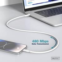 Digitus AK-600110-005-W USB-kabel USB 2.0 Apple Lightning stekker, USB-C stekker 0.50 m Wit Flexibel, Zeer flexibel, Met USB, Silicone, Uitstekende - thumbnail