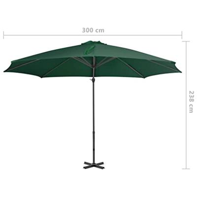 VidaXL Zweefparasol met aluminium paal 300 cm groen