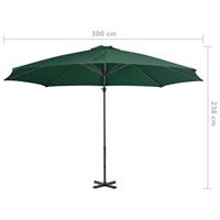 VidaXL Zweefparasol met aluminium paal 300 cm groen - thumbnail