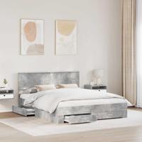 Bedframe met hoofdeinde Beton Grijs 160 x 200 cm Bewerkt hout - thumbnail