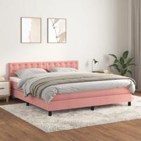 Boxspring met matras fluweel roze 180x200 cm - thumbnail