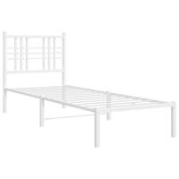 Bedframe met hoofdbord metaal wit 80x200 cm - thumbnail