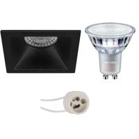 Philips LED Inbouwspot Set GU10 - Mat Zwart - Dimbaar Warm Wit - 82mm - thumbnail