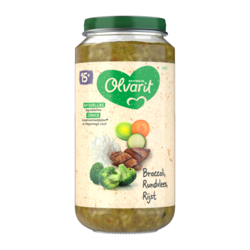 Olvarit Olvarit Broccoli Rundvlees Rijst 15m05 (250g)