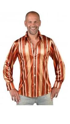 70&apos;s hemd streep bruin