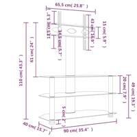 Tv-standaard hoek 3-laags voor 32-70 inch zwart en zilverkleur - thumbnail