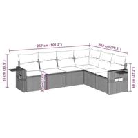 6-delige Loungeset met kussens poly rattan zwart - thumbnail