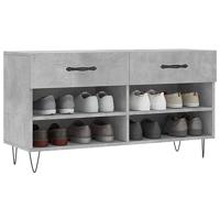 VidaXL Schoenenbank 102x35x55 cm bewerkt hout betongrijs - thumbnail