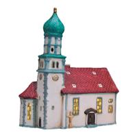 Wurm Lichthaus Kirche Wasserburg/Bodensee van porselein, veelkleurig (B/H/D) 19x24x12cm - thumbnail