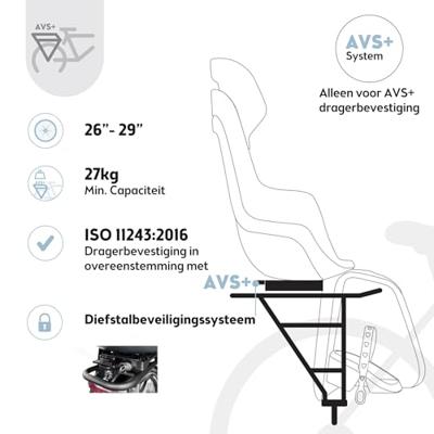 Kinderzitje achter Bobike GO maxi AVS+ - zwart Kinderzitje achter Bobike GO maxi AVS+ - zwart