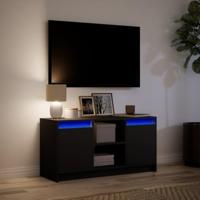 Tv-meubel met LED 100x34x50 cm bewerkt hout zwart - thumbnail