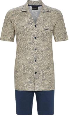 Heren doorknoopshortama bladeren karamel