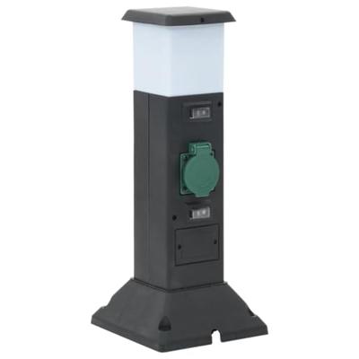 VidaXL Tuinstopcontact met lamp en grondpin 2-wegs 16x16x39,5 cm