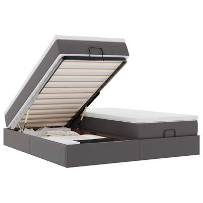 Ottoman bed met matrassen 180x200cm kunstleer grijs