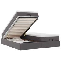 Ottoman bed met matrassen 180x200cm kunstleer grijs - thumbnail