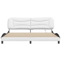 Bedframe met LED-verlichting kunstleer wit en zwart 200x200 cm - thumbnail