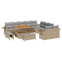 Tuinbankenset 13 pcs Beige poly rattan - thumbnail