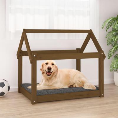 VidaXL Hondenmand 81x60x70 cm massief grenenhout honingbruin VidaXL Hondenmand 81x60x70 cm massief grenenhout honingbruin
