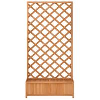 VidaXL Plantenbak met latwerk massief vurenhout bruin - thumbnail