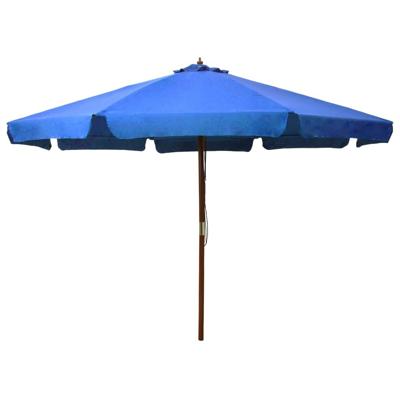 VidaXL Parasol met houten paal 330 cm azuurblauw