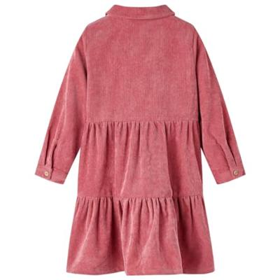 VidaXL Kinderjurk met lange mouwen ribfluweel 128 oudroze